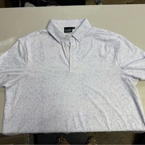 Elegant White Patterned Polo Shirt